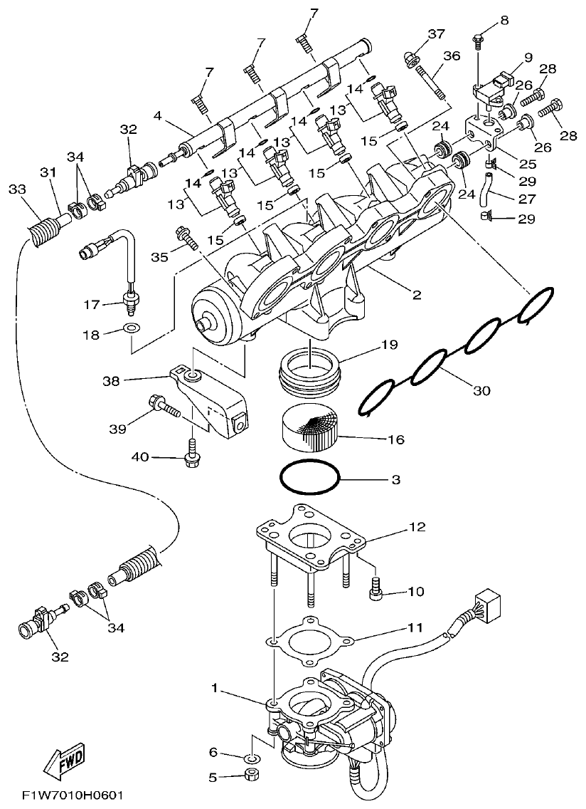 Yamaha FX1800A-H(6S51)F1W7 INTAKE 1 parts diagram